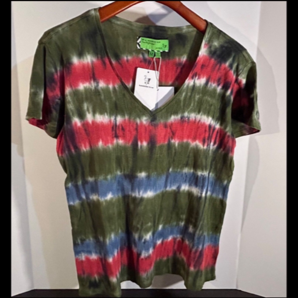 Sandrine Rose x Free People Tie Dye Ribbed V Neck Tee Size M